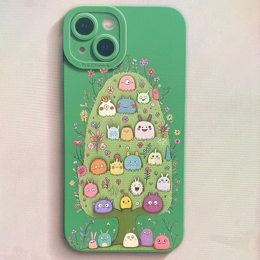 Green Cute Monster Tree Phone Case - Slim Protective Cover